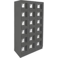 Clean-Line Perforated Lockerette, 6 -tier, Bank of 3, 15" x 72" x 12", Steel Oxford Builders Supplies Inc
