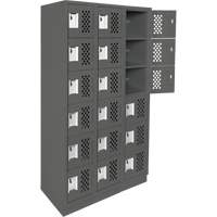 Clean-Line Perforated Lockerette, 6 -tier, Bank of 3, 15" x 72" x 12", Steel Oxford Builders Supplies Inc