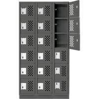 Clean-Line Perforated Lockerette, 6 -tier, Bank of 3, 15" x 72" x 12", Steel Oxford Builders Supplies Inc