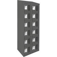 Assembled Lockerettes Clean Line Perforated Economy Lockers, 6 -tier, Bank of 2, 18" x 72" x 12", Steel Oxford Builders Supplies Inc