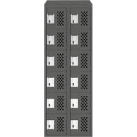 Assembled Lockerettes Clean Line Perforated Economy Lockers, 6 -tier, Bank of 2, 18" x 72" x 12", Steel Oxford Builders Supplies Inc