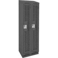 Clean Line Lockers, Bank of 2, 24" x 18" x 82", Steel, Charcoal, Rivet (Assembled), Perforated Oxford Builders Supplies Inc
