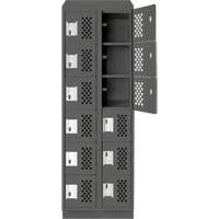Clean-Line Perforated Lockerette, 6 -tier, Bank of 2, 15" x 72" x 12", Steel Oxford Builders Supplies Inc