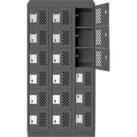 Clean-Line Perforated Lockerette, 6 -tier, Bank of 3, 15" x 72" x 12", Steel Oxford Builders Supplies Inc
