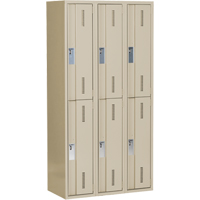 Concorde Heavy-Duty Lockers, 2 -tier, Bank of 3, 36" x 18" x 72", Steel, Beige, Welded (Assembled) Oxford Builders Supplies Inc