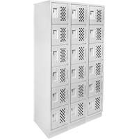 Clean-Line Perforated Lockerette, 6 -tier, Bank of 3, 15" x 72" x 12", Steel Oxford Builders Supplies Inc