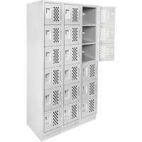 Clean-Line Perforated Lockerette, 6 -tier, Bank of 3, 15" x 72" x 12", Steel Oxford Builders Supplies Inc