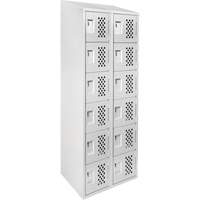 Assembled Lockerettes Clean Line Perforated Economy Lockers, 6 -tier, Bank of 2, 18" x 72" x 12", Steel Oxford Builders Supplies Inc