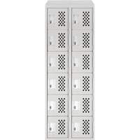 Assembled Lockerettes Clean Line Perforated Economy Lockers, 6 -tier, Bank of 2, 18" x 72" x 12", Steel Oxford Builders Supplies Inc