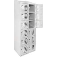 Assembled Lockerettes Clean Line Perforated Economy Lockers, 6 -tier, Bank of 2, 18" x 72" x 12", Steel Oxford Builders Supplies Inc