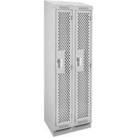 Clean Line Lockers, Bank of 2, 24" x 18" x 82", Steel, Grey, Rivet (Assembled), Perforated Oxford Builders Supplies Inc