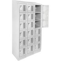 Assembled Lockerettes Clean Line Perforated Economy Lockers, 6 -tier, Bank of 3, 18" x 72" x 12", Steel Oxford Builders Supplies Inc