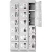 Assembled Lockerettes Clean Line Perforated Economy Lockers, 6 -tier, Bank of 3, 18" x 72" x 12", Steel Oxford Builders Supplies Inc