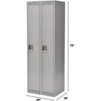 Lockers, Bank of 2, 24" x 18" x 72", Steel, Grey, Knocked Down Oxford Builders Supplies Inc