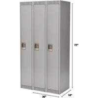 Lockers, Bank of 3, 36" x 18" x 72", Steel, Grey, Knocked Down Oxford Builders Supplies Inc