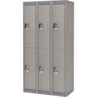 Casiers, 2 niveaux, Bloc de 3, 36" x 18" x 72", Acier, Gris, D&eacute;mont&eacute; Oxford Builders Supplies Inc