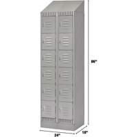 Lockers, 6 -tier, Bank of 2, 24" x 18" x 86", Steel, Grey, Knocked Down Oxford Builders Supplies Inc
