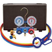 Automotive R134A 2-Way Manifold Gauge Set with 3-In-1 Side Mount Can Tap Valve Oxford Builders Supplies Inc