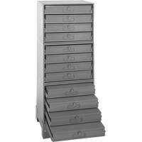 Armoire de rangement modulaire avec tiroirs, Acier, 12 tiroirs, 20-3/8" x 16" x 60-1/8", Gris Oxford Builders Supplies Inc
