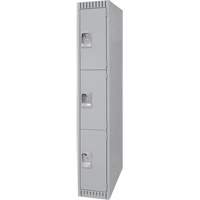 Lockers, 3 -tier, 12" x 18" x 72", Steel, Grey, Knocked Down Oxford Builders Supplies Inc