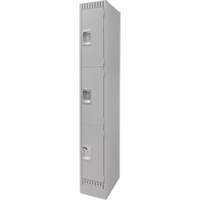 Lockers, 3 -tier, 12" x 18" x 76", Steel, Grey, Knocked Down Oxford Builders Supplies Inc