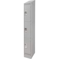 Lockers, 3 -tier, 12" x 18" x 86", Steel, Grey, Knocked Down Oxford Builders Supplies Inc