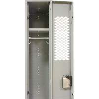Vented Lockers, Bank of 3, 36" x 18" x 88", Steel, Grey, Knocked Down, Perforated Oxford Builders Supplies Inc