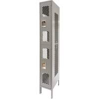 Vented Lockers, 2 -tier, 12" x 18" x 78", Steel, Grey, Knocked Down, Perforated Oxford Builders Supplies Inc