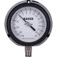 Pressure Gauge, 4-1/2" , 30"-0-30 psi, Bottom Mount, Liquid Filled Analogue Oxford Builders Supplies Inc