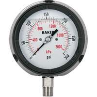 Pressure Gauge, 4-1/2" , 0 - 15 psi/0 - 100 kPa, Bottom Mount, Liquid Filled Analogue Oxford Builders Supplies Inc