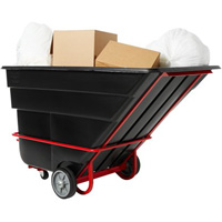 Chariot basculeur en acier, Plastique recycl&eacute; noir, 1/2 vg³, Capacit&eacute; de charge de 1400 lb Oxford Builders Supplies Inc