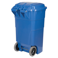 Roll Out Recycling Bin, Curbside, Polyethylene, 65 US gal. Oxford Builders Supplies Inc
