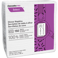 Pro Select&reg; 1/8 Fold Dinner Napkin, 2 Ply, 15" x 16" Oxford Builders Supplies Inc