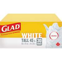 Sacs &agrave; ordures hauts 45 L sans parfum, R&eacute;gulier, 24" la x 28" lo, Blanc Oxford Builders Supplies Inc