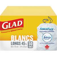 Tall 45L Febreze Garbage Bags, Regular, 24" W x 28" L, White Oxford Builders Supplies Inc