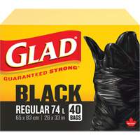 74L Garbage Bags, Regular, 26" W x 33" L, Black Oxford Builders Supplies Inc