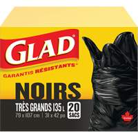 135L Garbage Bags, Regular, 31" W x 42" L, Black Oxford Builders Supplies Inc