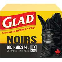 74L Garbage Bags, Regular, 26" W x 33" L, Black Oxford Builders Supplies Inc