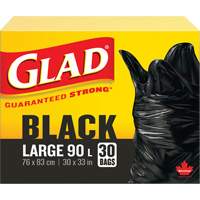90L Garbage Bags, Regular, 30" W x 33" L, Black Oxford Builders Supplies Inc