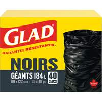 184L Garbage Bags, Regular, 35" W x 48" L, Black Oxford Builders Supplies Inc