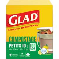 Petits sacs de compostage, R&eacute;gulier, 17" lo x 16" la, Brun, Capacit&eacute; de 10 L (3 gal.) Oxford Builders Supplies Inc