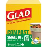 Petits sacs de compostage, R&eacute;gulier, 17" lo x 16" la, Brun, Capacit&eacute; de 10 L (3 gal.) Oxford Builders Supplies Inc