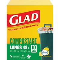 Sacs de compostage hauts, R&eacute;gulier, 31" lo x 24" la, Brun, Capacit&eacute; de 49 L (13 gal.) Oxford Builders Supplies Inc