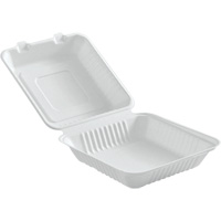 Compostable Hinged Food Containers, Bagasse, Square Oxford Builders Supplies Inc