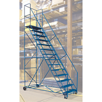 CSA-Certified Rolling Step Ladder with Locking Step, 14 Steps, 30" Step Width, 128" Platform Height, Steel Oxford Builders Supplies Inc