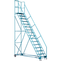 Escabeau roulant certifi&eacute; par la CSA avec pied verrouillable, 16 marches, Largeur de la marche 30", Hauteur de la plateforme 144", Acier Oxford Builders Supplies Inc