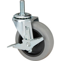 Stem Caster, Swivel with Brake, 3" (76 mm) Dia., 80 lbs. (36 kg.) Capacity Oxford Builders Supplies Inc