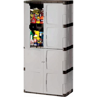 Heavy-Duty Cabinets, Plastic, 3 Shelves, 72" H x 36" W x 18" D, Mica and Charcoal Oxford Builders Supplies Inc