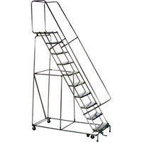 Lockstep Rolling Ladders, 5 Steps, 24" Step Width, 50" Platform Height, Stainless Steel Oxford Builders Supplies Inc