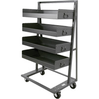 Chariot &agrave; cadre en A robuste &agrave; un c&ocirc;t&eacute; avec 4 grands plateaux &agrave; rebord, 38" x 25" x 63", Capacit&eacute; 2500 lb Oxford Builders Supplies Inc